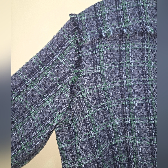 Sail to Sable Multi-Color Tweed Blazer // Preppy Fringe Zip Jacket XL - Picture 9 of 9